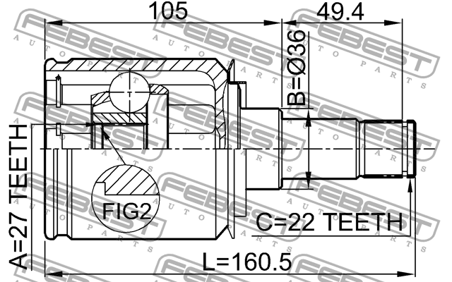 ШРУС 1611-169 1611-169 FEBEST