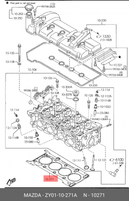 ПРОКЛАДКА ГБЦ МЕТАЛЛИЧЕСКАЯ ZY0110271A ZY01-10-271A MAZDA