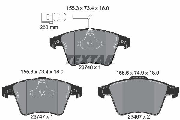 Колодки тормозные VW T5 (03-),Multivan (03-) передние (4шт.) TEXTAR 2374601 TEXTAR
