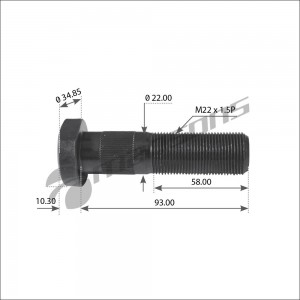 Шпилька колеса [L93M22x1.5P l60 D22.30]  10шт 600.073 MANSONS