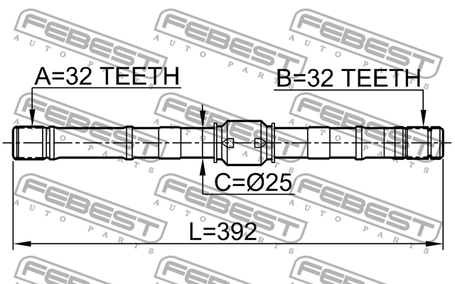 Вал привода NISSAN PRIMERA P11E 1996.06-2002.01 0212-SR20LH 0212-SR20LH FEBEST