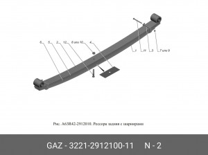Лист № 1 рессоры задней ГАЗель 3-лист. с с/бл. 3221291210011 GAZ GAZ