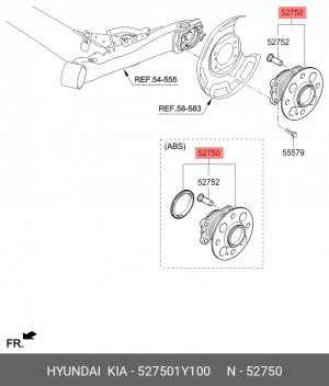 Ступица KIA Picanto (11-) задняя OE 52750-1Y100 HYUNDAI KIA