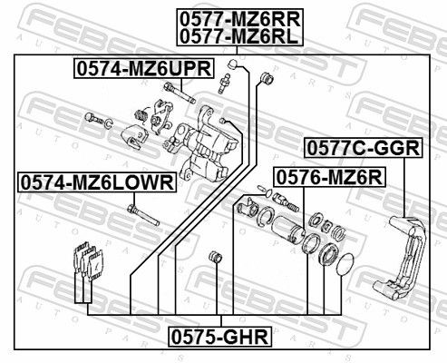 Скоба задн суппорта MAZDA 6 GG 2002-2008 0577C-GGR 0577C-GGR FEBEST