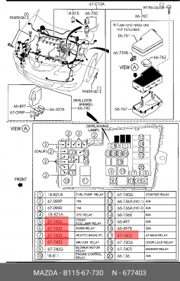 РЕЛЕ СИГНАЛА ЗВУКОВОГО B115-67-730 MAZDA
