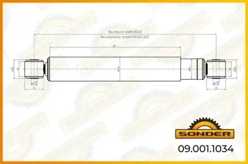 Амортизатор подвески O/O 482-801 d16x50/d16x50 090011034 SONDER