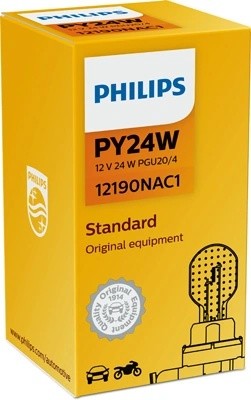 Лампа 12V PY24W PGU20-4 желтая Yellow PHILIPS 12190NAC1 PHILIPS
