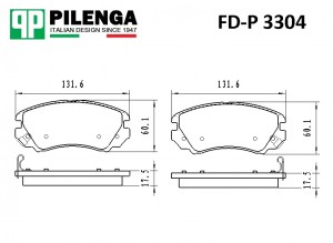 Колодки тормозные дисковые передние HYUNDAI/KIA ELANTRA,SONATA,TUCSON KIA SOUL,S FD-P 3304 PILENGA