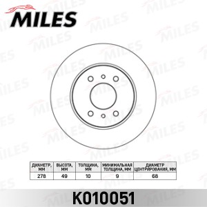 Диск тормозной задний NISSAN PRIMERA P11 96-02 (TRW DF4240) K010051 K010051 MILES