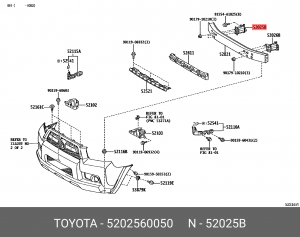 кронштейн усилителя бампера переднего правый!\ Toyota 52025-60050 TOYOTA