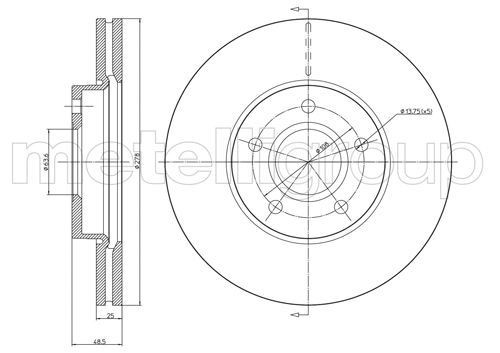 FORD FOCUS C-MAX/ FOCUS II/ VOLVO S40/V50 04> 15/ 278мм 230685C METELLI