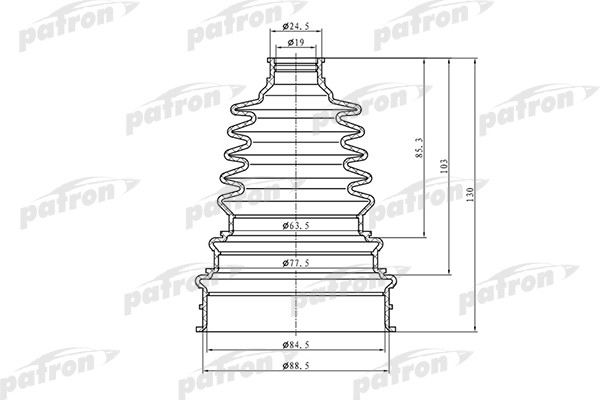 УНИВЕРСАЛЬНЫЙ 20X79X125 // ПОДРЕЗАЕТСЯ ПО НУЖНОМУ ДИАМЕТРУ , СМ. ФОТО PDC0001 PATRON