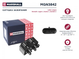 Катушка зажигания Lada Largus 12- Renault Logan I 04-  Duster I 10-  Sandero I 0 MGN3842 MARSHALL