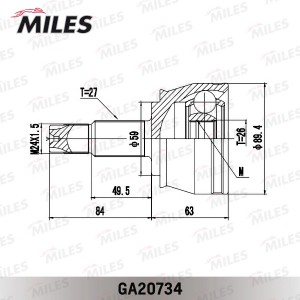 ШРУС Fiat Doblo 2014 - engine type 1,4 l Turbo. (GSP 899298) GA20734 GA20734 MILES