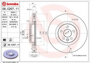 Диск тормозной 09.C207.11 09.C207.11 BREMBO