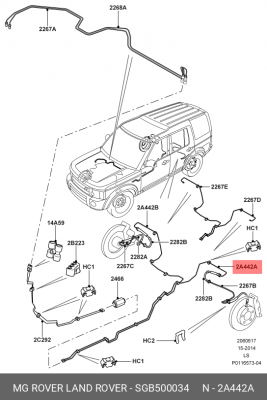 SGB500034 Трубопровод суппорта Зд Л (на кузове) Ленд Ровер SGB500034 LAND ROVER