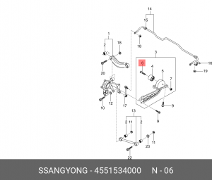 Болт SSANGYONG Actyon (10-) рычага подвески задней OE 4551534000 SSANG YONG