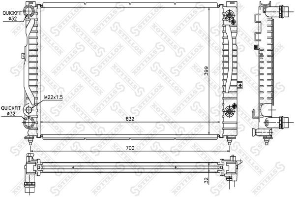 Радиатор VW Passat B5 AUDI A4,A6 STELLOX 10-25063-SX STELLOX
