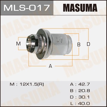 гайка крепл.колеса! M12x1.5\ Toyota Carina/Camry all 92> MLS017 MASUMA