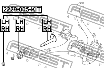Болт с эксцентриком ремкоплект KIA SORENTO 09 2009- 2229-005-KIT 2229-005-KIT FEBEST