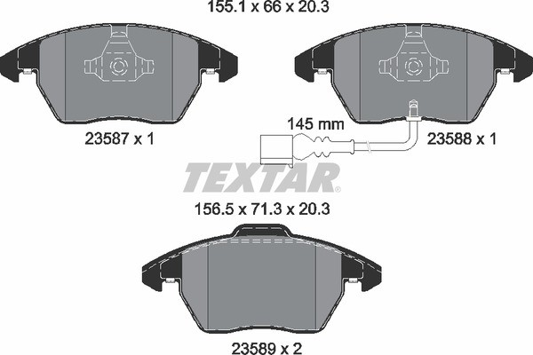 Колодки тормозные VW Passat (05-) SKODA Octavia (04-) передние (4шт.) TEXTAR 2358701 TEXTAR