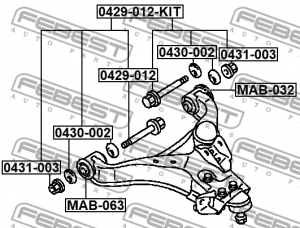 Болт с эксцентриком MITSUBISHI PAJERO V80 2006- 0429-012-KIT 0429-012-KIT FEBEST