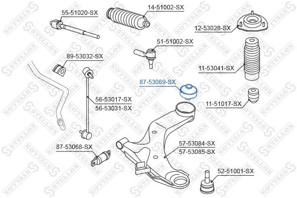 сайлентблок рычага зад.!\ KIA Cerato 04> 87-53069-SX STELLOX