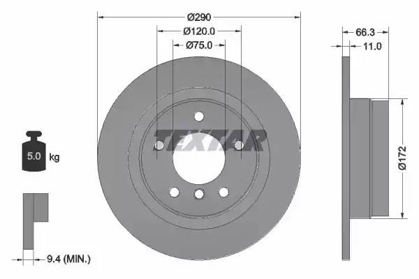 92261003 диск тормозной задний!\ BMW F20/F21 1.6/2.0i/D 10> 92261003 TEXTAR
