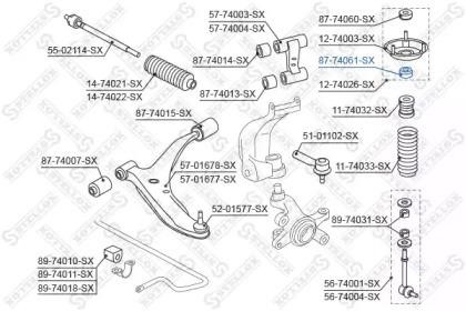 [5621871L00] !подушка опоры амортизатора пер. нижн.\ Nissan Primera P10E/P11/WP1 87-74061-SX STELLOX