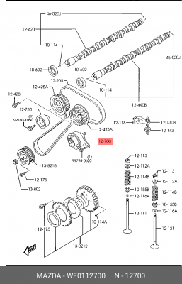 Ролик ГРМ MAZDA BT-50 натяжителя OE WE0112700 MAZDA