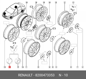 Болт колеса ЛАДА RENAULT OE 8200473353 RENAULT