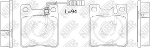 Колодки тормозные MERCEDES E (W210,W211),S (W220),CLK(W208) задние (4шт.) NIBK PN0030W NIBK