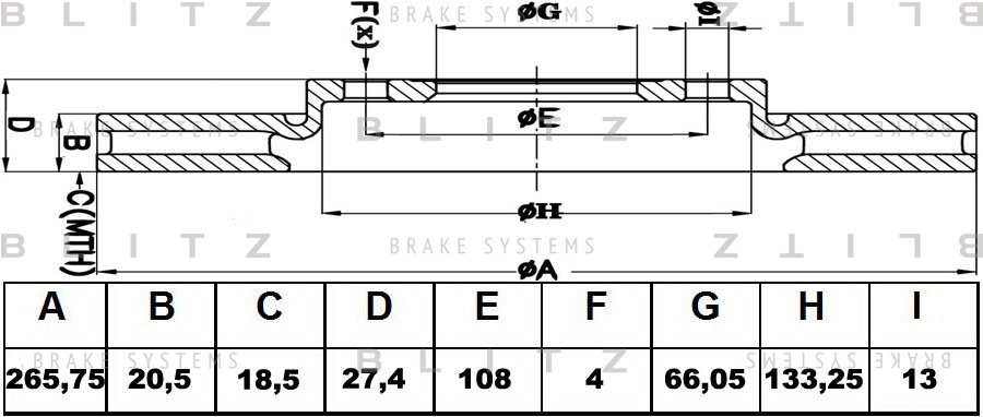 Диск тормозной передний вентилируемый CITROEN Berlingo/Xantia/Xsara/BX 87-PEUGEO BS0107 BLITZ