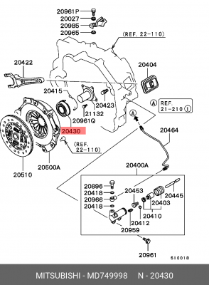 Подшипник выжимной MITSUBISHI Outlander OE MD749998 MITSUBISHI