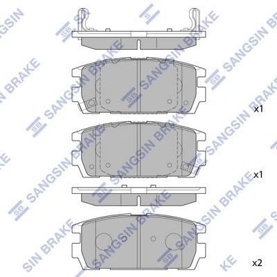 Колодки тормозные дисковые Hyundai Terracan HP 2.5TD/2.9CRDi 01 SP1098 SP1098 SANGSIN