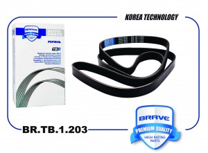 Ремень поликлиновой 6PK1808 BR.TB.1.203 Chery Tiggo 4/7 Pro/7 Pro MAX/8/8 PRO, O BRTB1203 BRAVE
