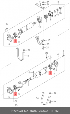 Крестовина KIA Sorento (02-),Bongo вала карданного OE 0W001-25060A HYUNDAI KIA