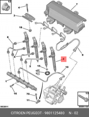 форсунка!Puma EU5\ Citroen Jumper, Ford Transit 2.0-2.2HDi 11> 98011254 80 CITROEN PEUGEOT