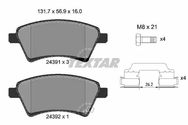 Колодки тормозные SUZUKI SX4 (06-) передние (4шт.) TEXTAR 2439101 TEXTAR