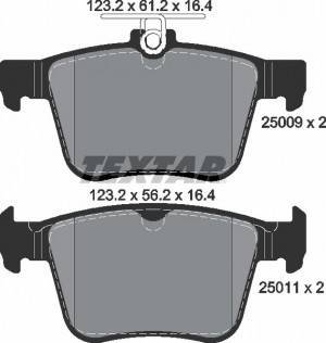 Колодки тормозные VW Golf 7 AUDI A3 (12-),TT (14-) задние (4шт.) TEXTAR 2500901 TEXTAR
