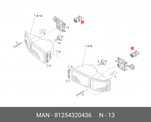 Разъем MAN электрический (4х контактный) черный OE 81254320436 MAN