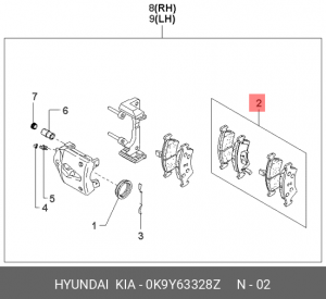 Колодка тормозная передняя дисковая (4 шт.)  ОРИГИНАЛ!!! 0K9Y63328Z HYUNDAI KIA