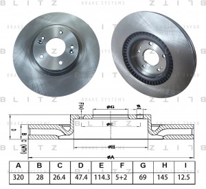 диск тормозной передний!\ Hyundai i40 1.6/2.0/1.7CRDi 11> BS0603 BLITZ
