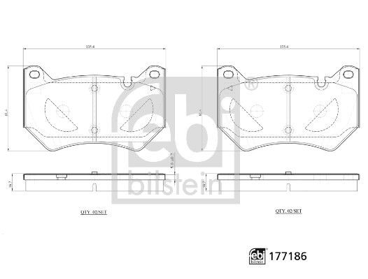 Колодки тормозные передн. К-кт (WVA 22958 16,7mm.) 177186 FEBI BILSTEIN