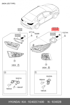 Фонарь задний HYUNDAI Sonata (17-) правый наружный (LED) OE 92402C1600 HYUNDAI KIA