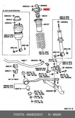 опора амортизатора переднего!\ Lexus IS II (XE20) 05>/ IS C (XE20) 09> 48680-53031 TOYOTA