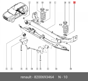 Прокладка ЛАДА Vesta, Largus, X-Ray RENAULT Logan пружины задней нижняя OE 8200693464 RENAULT