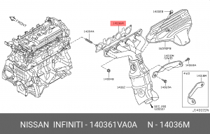 прокладка коллектора выпускного!\ Nissan Tiida/Qashqai 1.8/2.0 MR18DE/MR20DE 06> 14036-1VA0A NISSAN