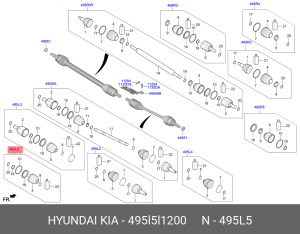 Пыльник ШРУСа HYUNDAI Sonata (19-) KIA K5 (20-) внутреннего левого комплект OE 495L5L1200 HYUNDAI KIA