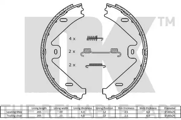 Колодки тормозные MERCEDES E (W212) стояночного тормоза (4шт.) NK 2733802 NK